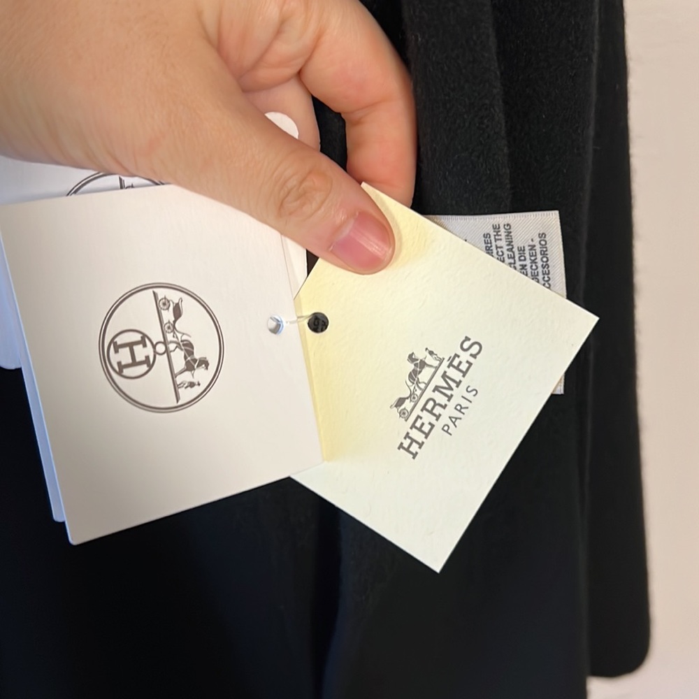 Hermes black double cashmere coat - Picture 8 of 12
